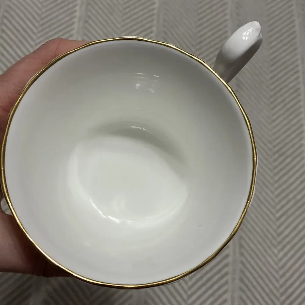 Royal Sutherland HM Fine Bone China Pink Rose Floral Teacup and Saucer Set